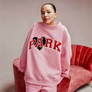 PARKE Jean varsity blush mock neck